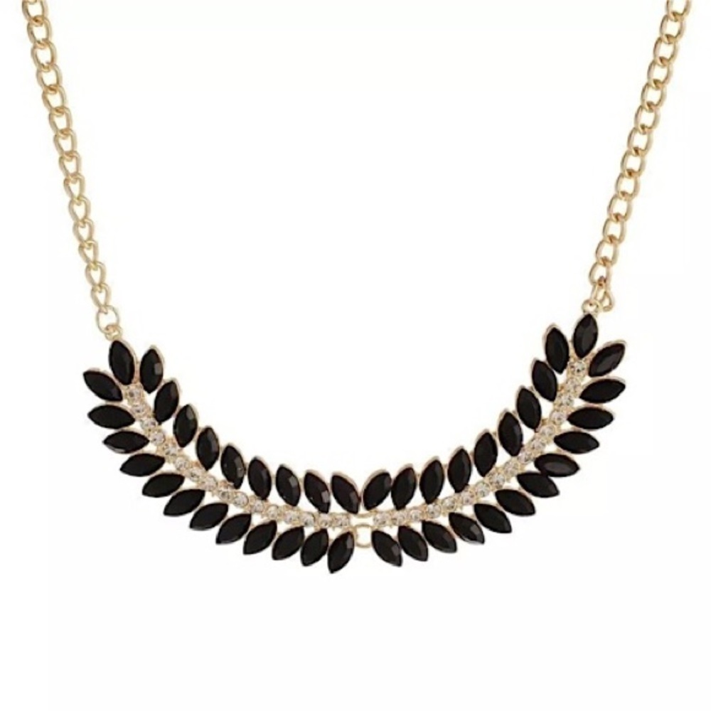 BLACK & CLEAR CRYSTAL CHOKER STYLE NECKLACE